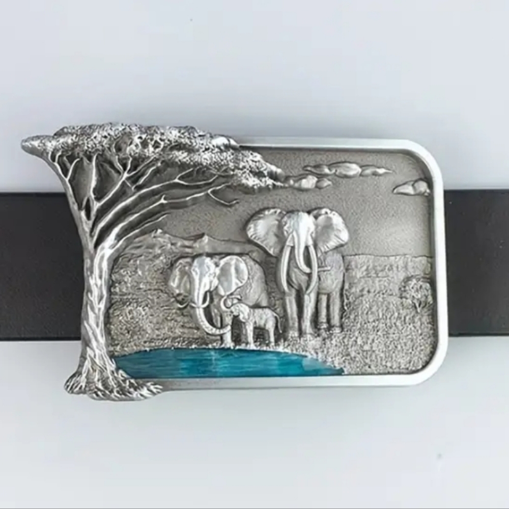 Unique New silver elephant belt buckle